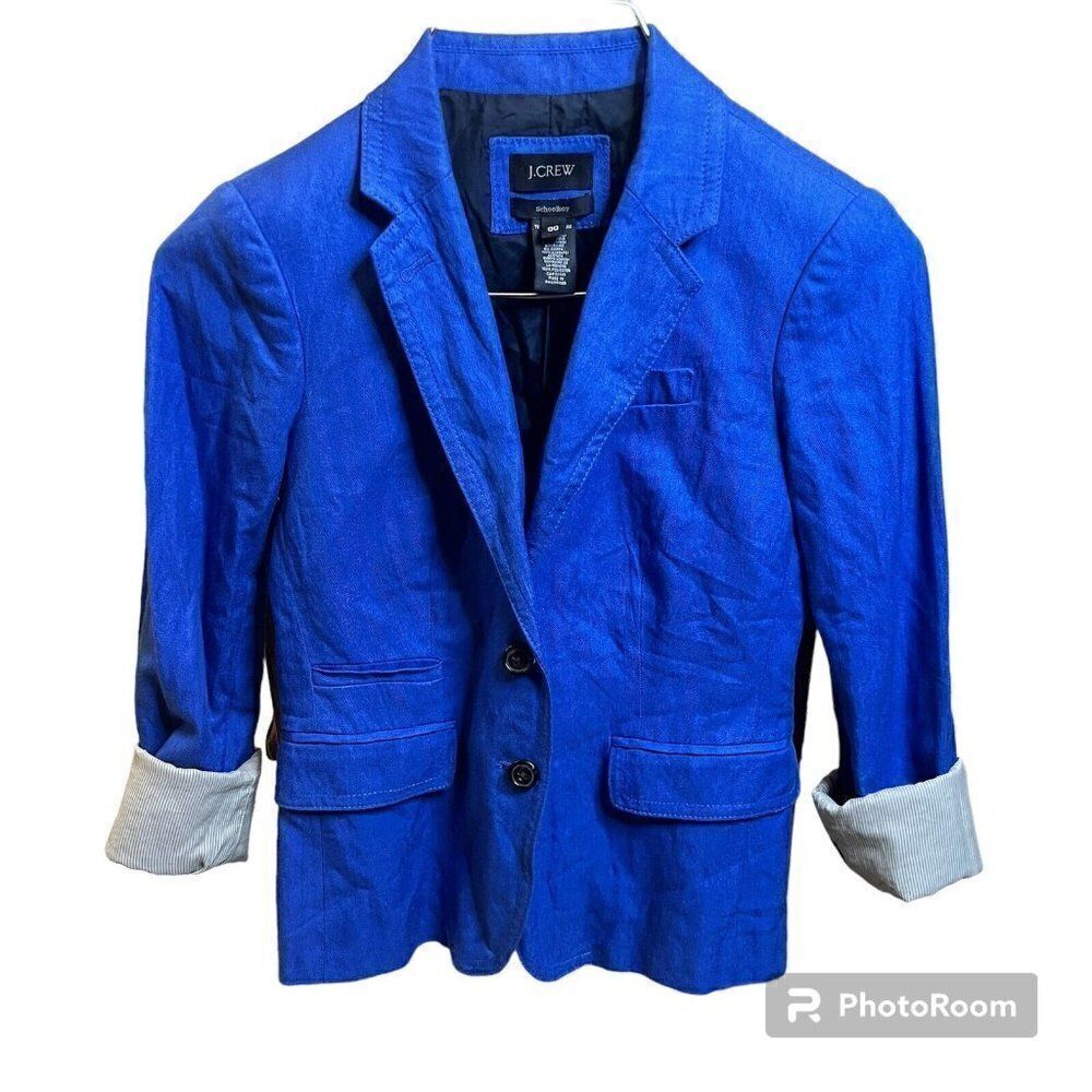 J.CREW Schoolboy Blazer in Herringbone Blue Sz 00